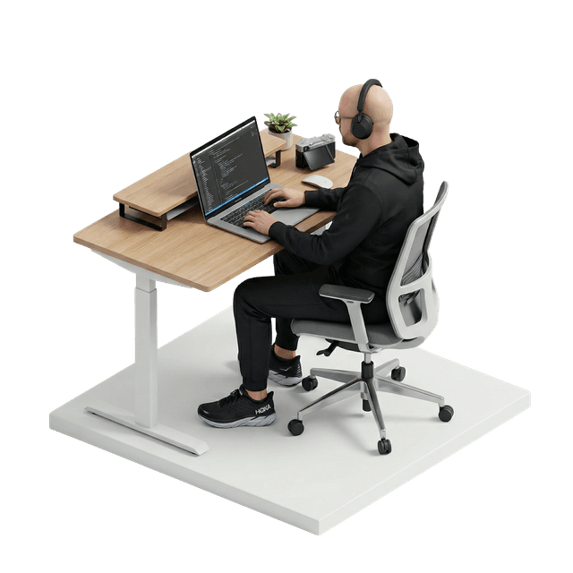 Dylan working at his desk